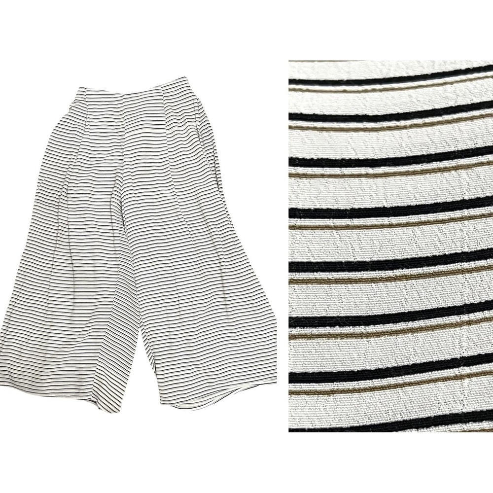 Faithfull‎ The Brand Pants Womens Small White Black Stripe Wide Leg Crop Palazzo